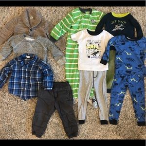 Boy Bundle: 11 pieces 18-24 mo pants, tops & pjs!